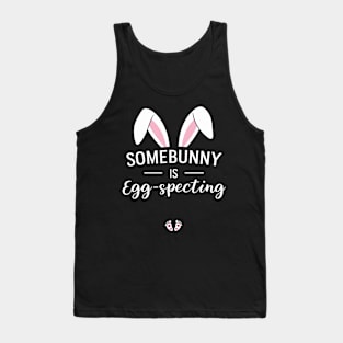 Womens Easter Pregnancy Announcement Shirt Somebunny is Eggspecting Tank Top